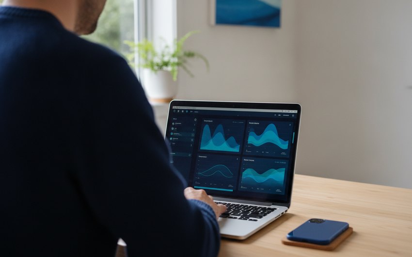 New Zealand business owner using AI on a laptop while the phone is answered automatically