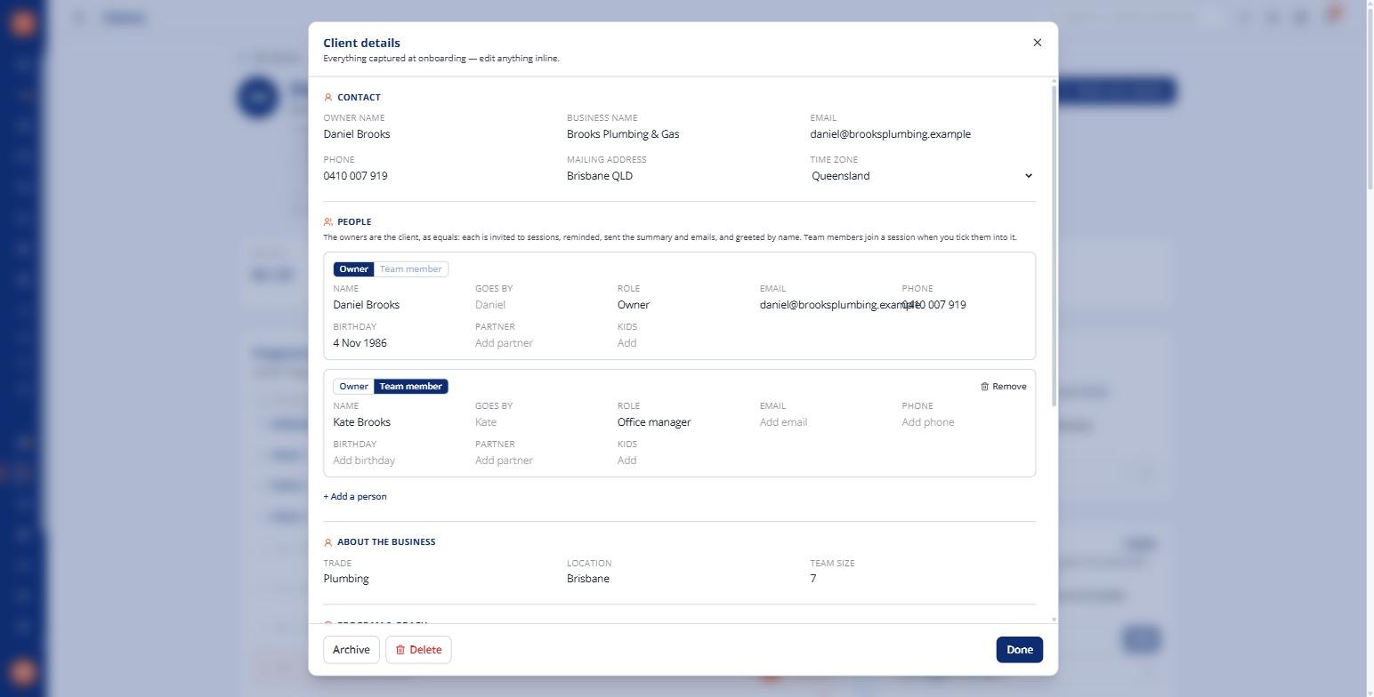 Client details