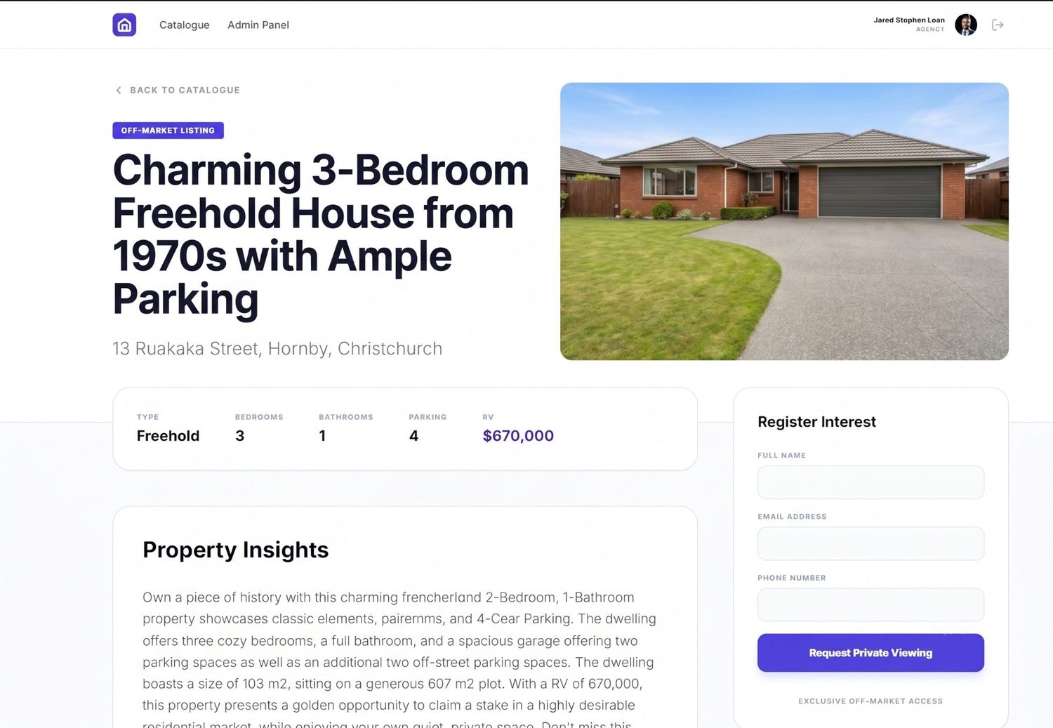 Off-market buyer portal and enquiry CRM case study