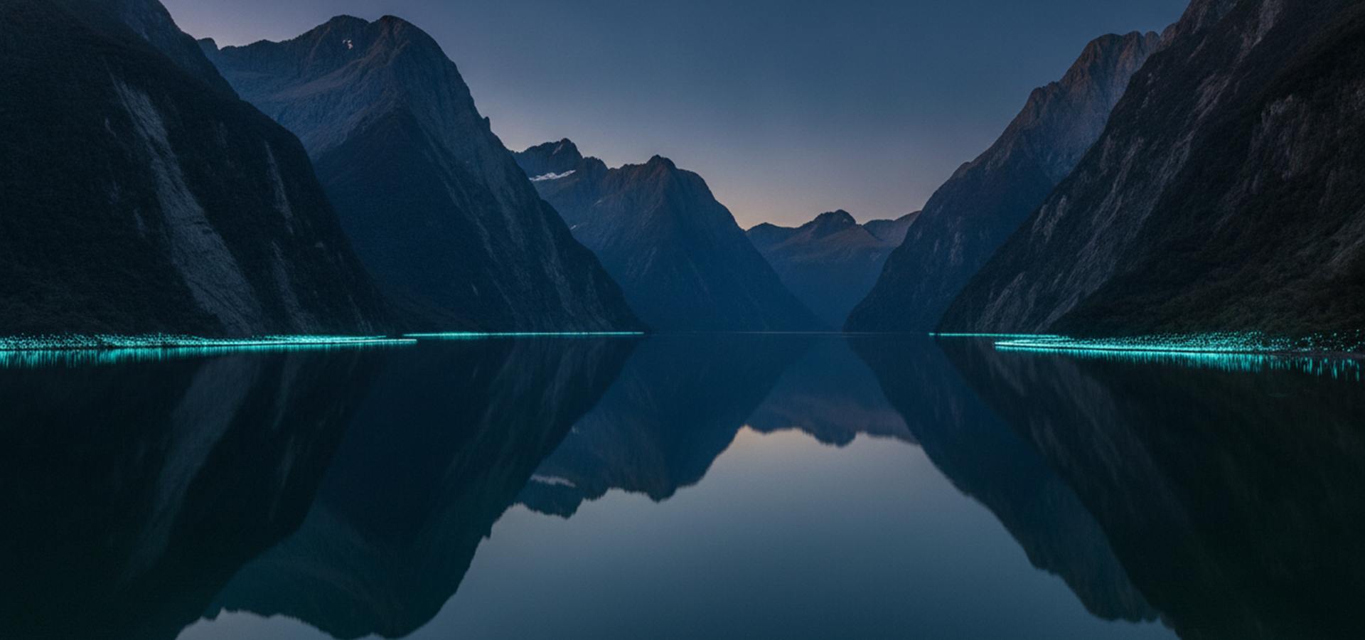 New Zealand fiord at dusk