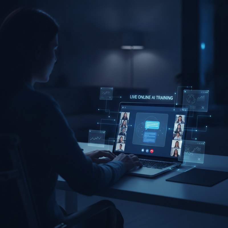 A New Zealand team in a live online AI training session on a laptop